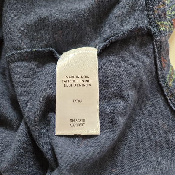 Lucky Brand Paisley Blouse Size Peacock Colors Cotton Modal Bohemian Tee Hippie - Picture 8 of 16